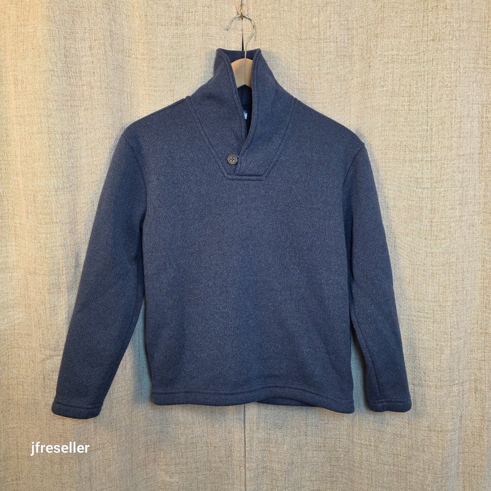 Old Navy Shawl Collar Fleece Sweater Pullover Youth Boys L (10-12) Blue Button